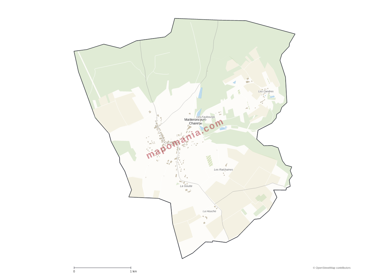 Carte de Mailleroncourt-Charette à personnaliser