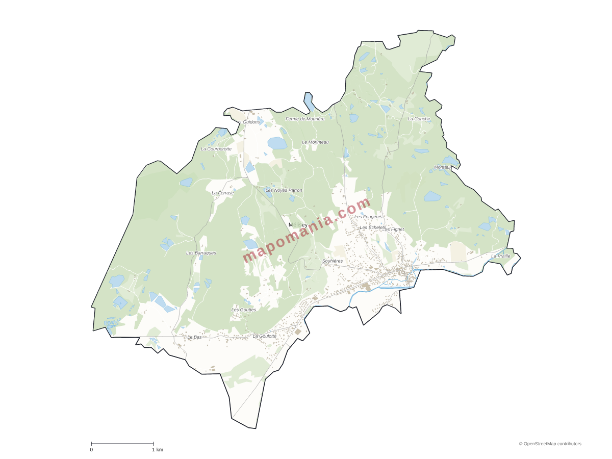 Carte de Mélisey à personnaliser