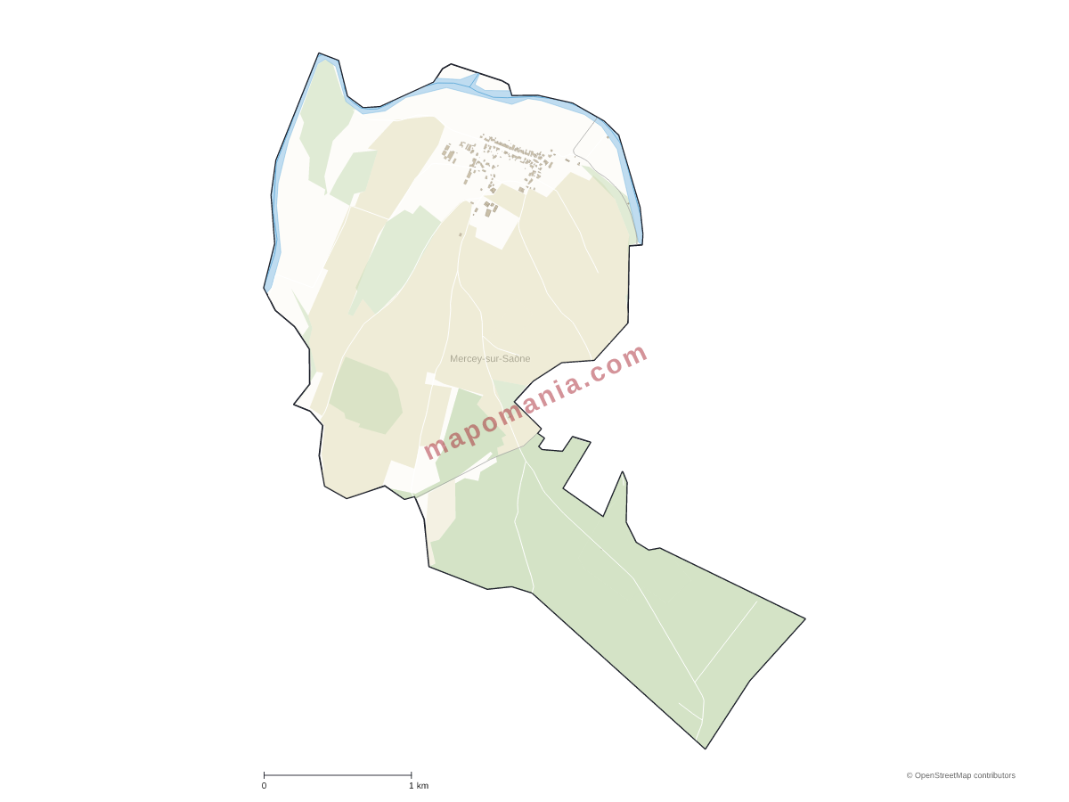 Carte de Mercey-sur-Saône à personnaliser
