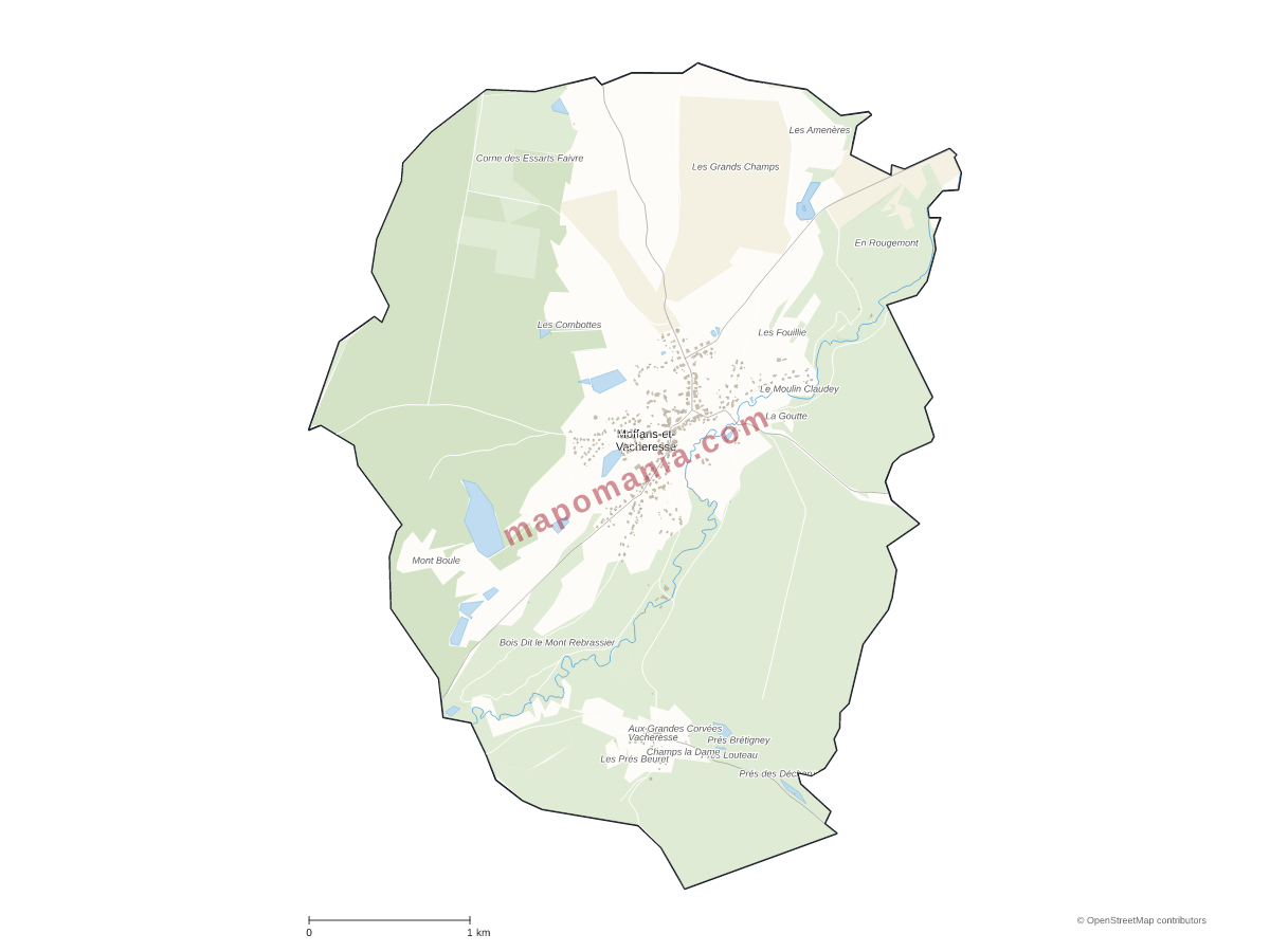 Carte de Moffans-et-Vacheresse à personnaliser