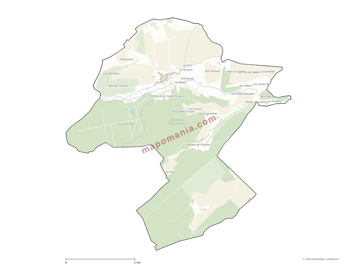 Carte de Montigny-lès-Cherlieu à personnaliser