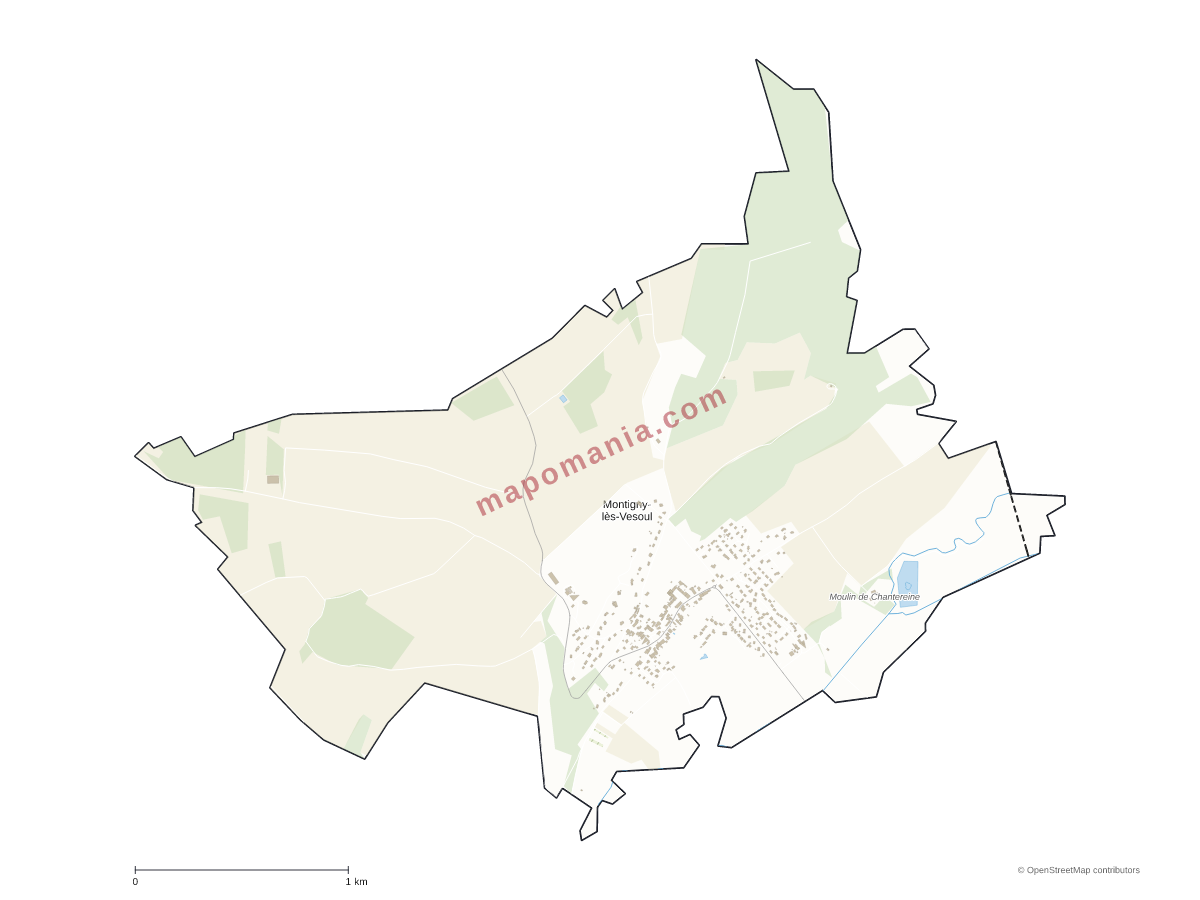 Carte de Montigny-lès-Vesoul à personnaliser
