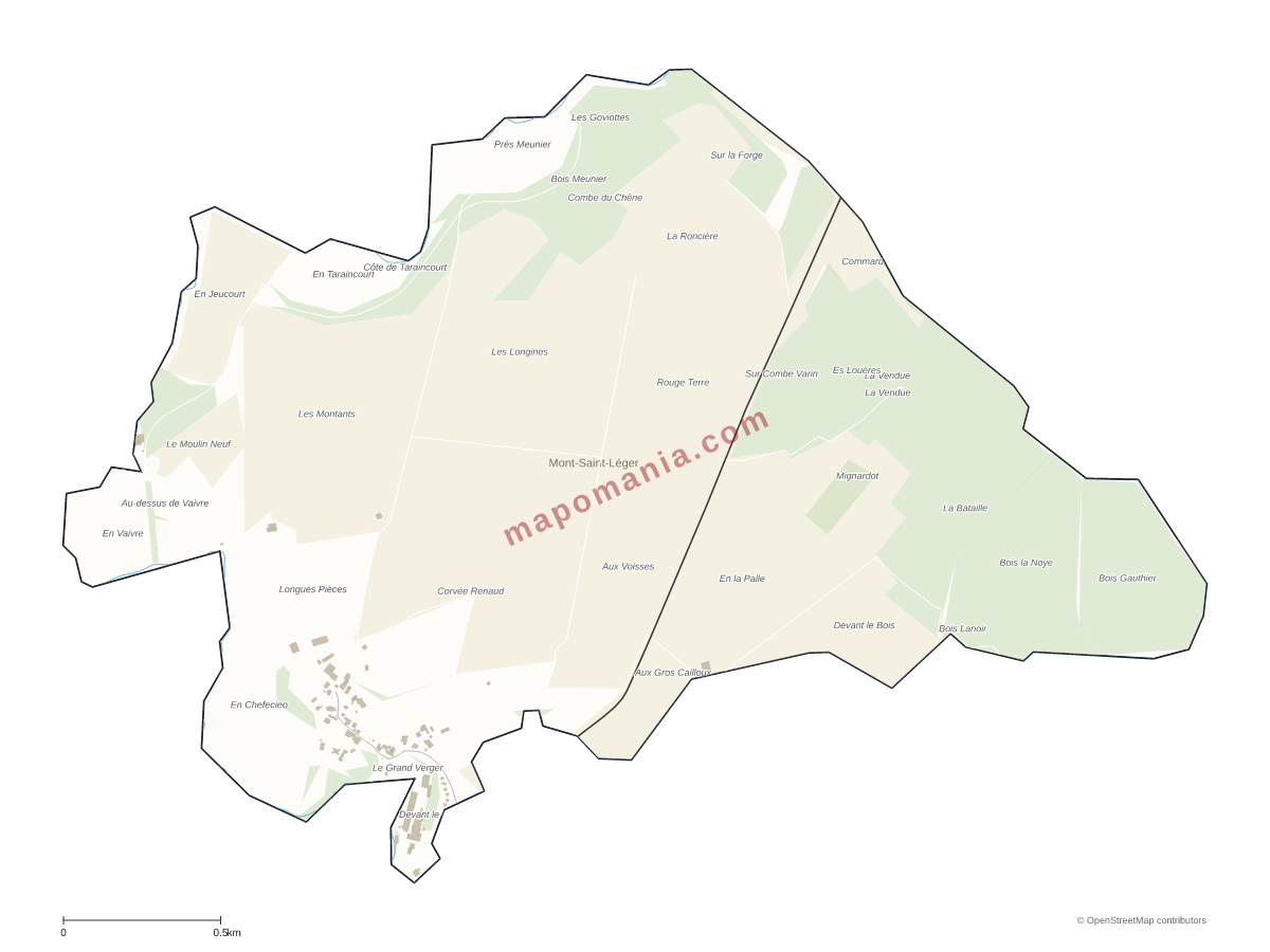 Carte de Mont-Saint-Léger à personnaliser