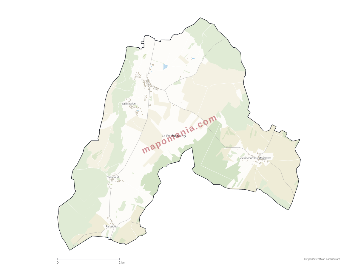 Carte de La Roche-Morey à personnaliser