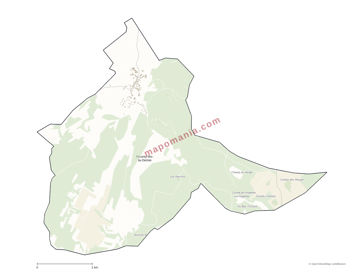 Carte de Neurey-lès-la-Demie à personnaliser