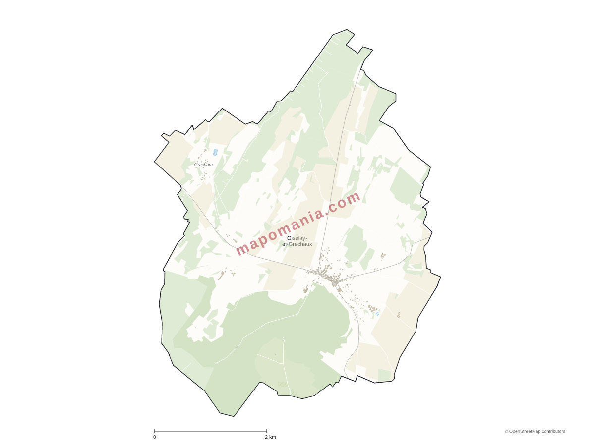 Carte de Oiselay-et-Grachaux à personnaliser
