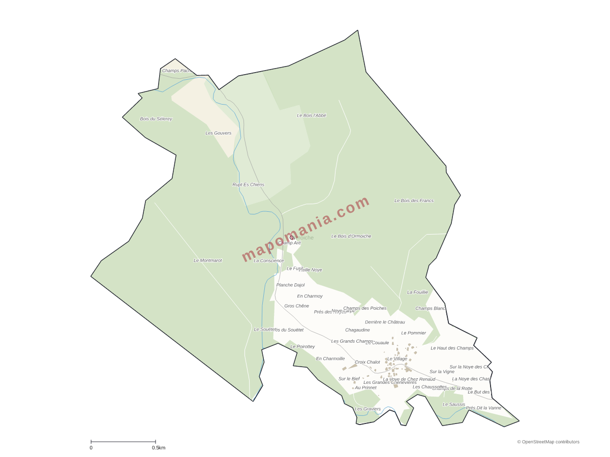 Carte de Ormoiche à personnaliser