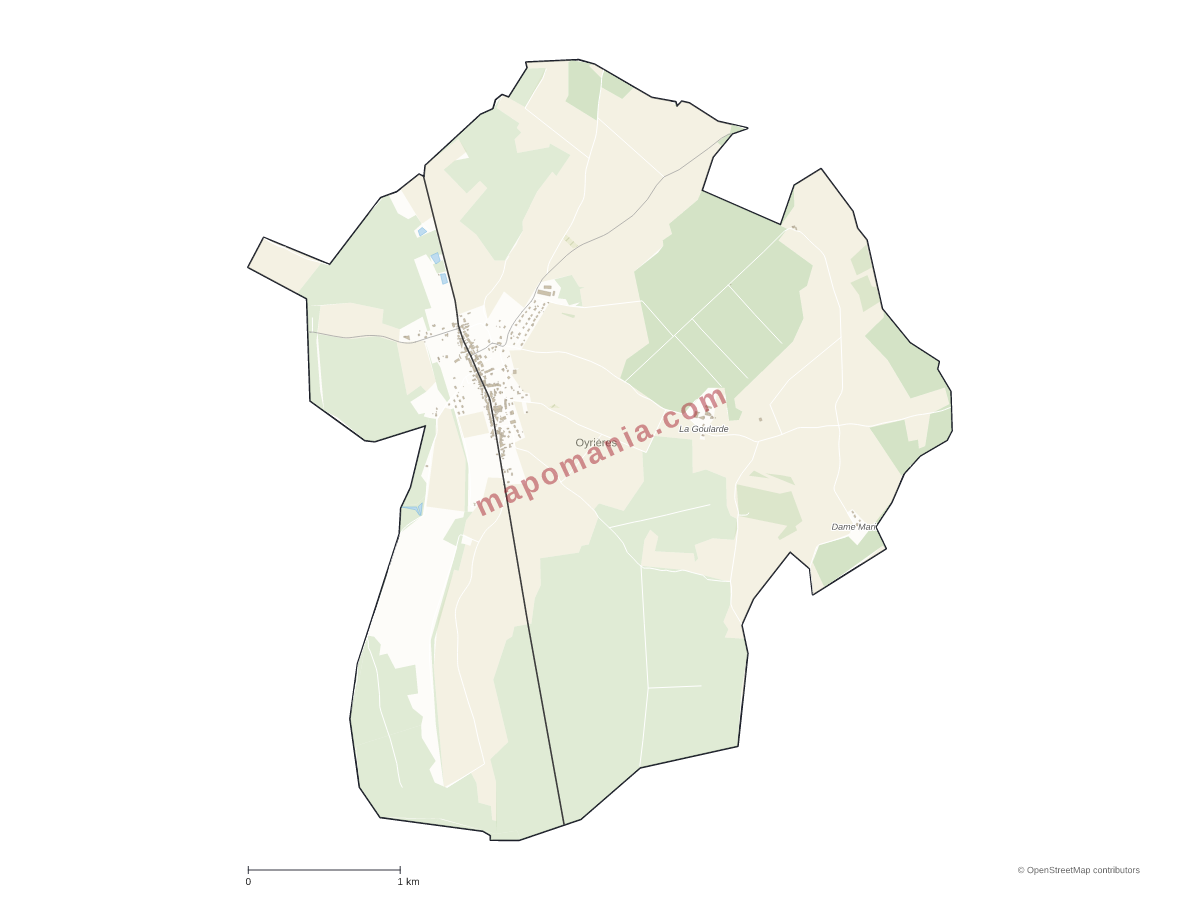 Carte de Oyrières à personnaliser
