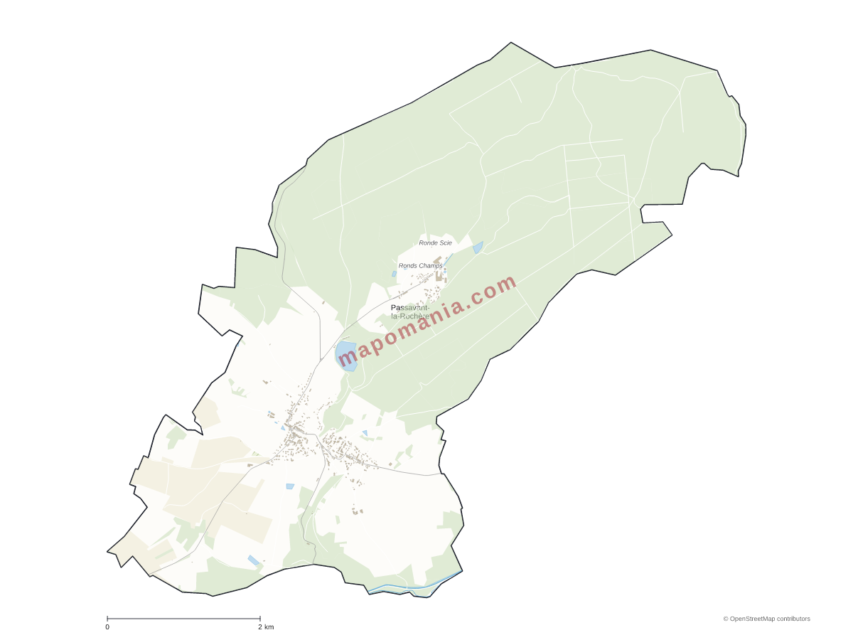 Carte de Passavant-la-Rochère à personnaliser