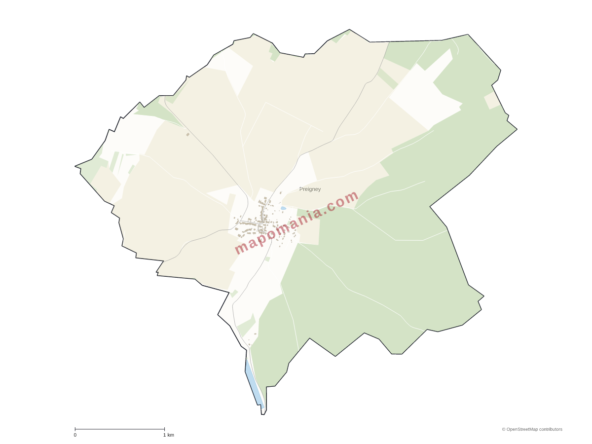 Carte de Preigney à personnaliser