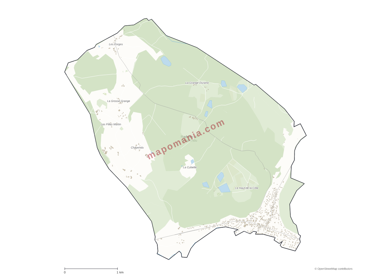 Carte de Raddon-et-Chapendu à personnaliser