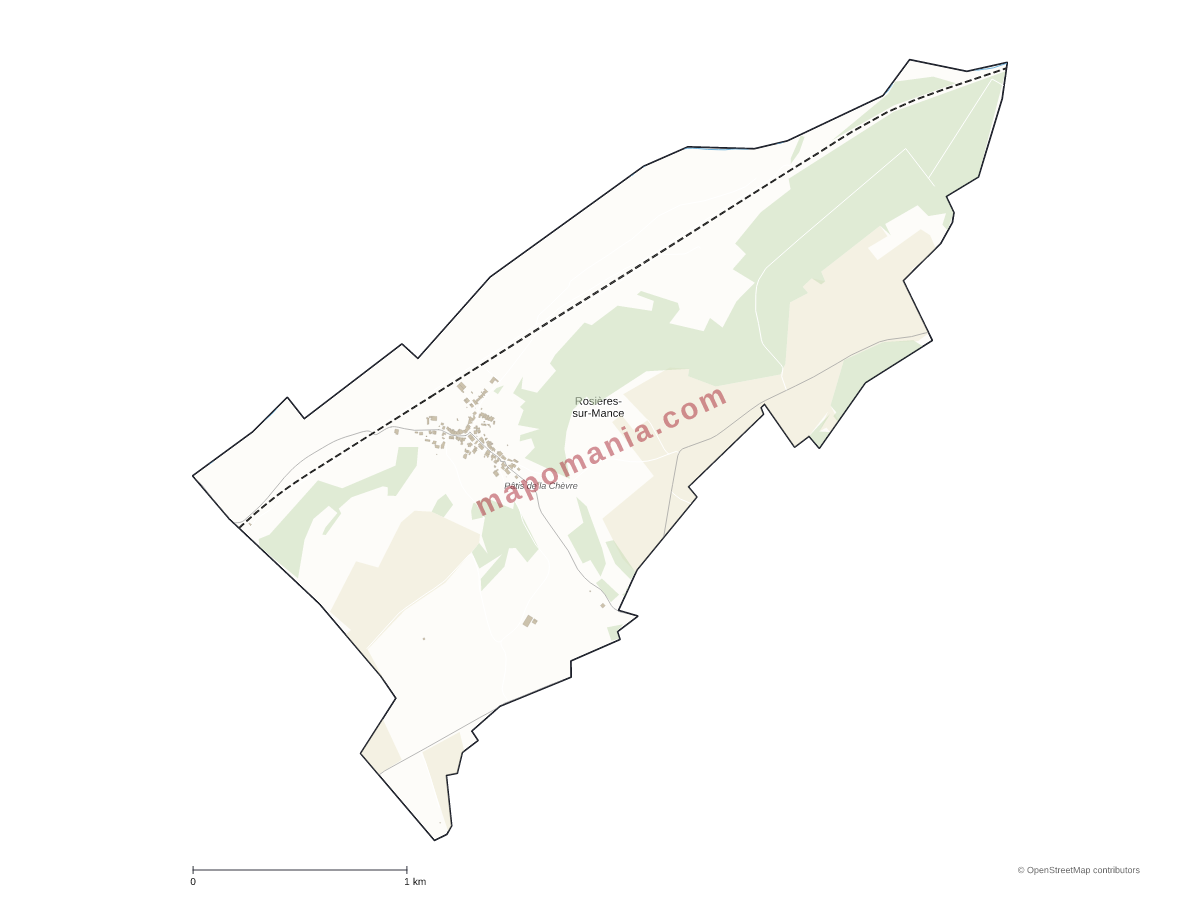 Carte de Rosières-sur-Mance à personnaliser