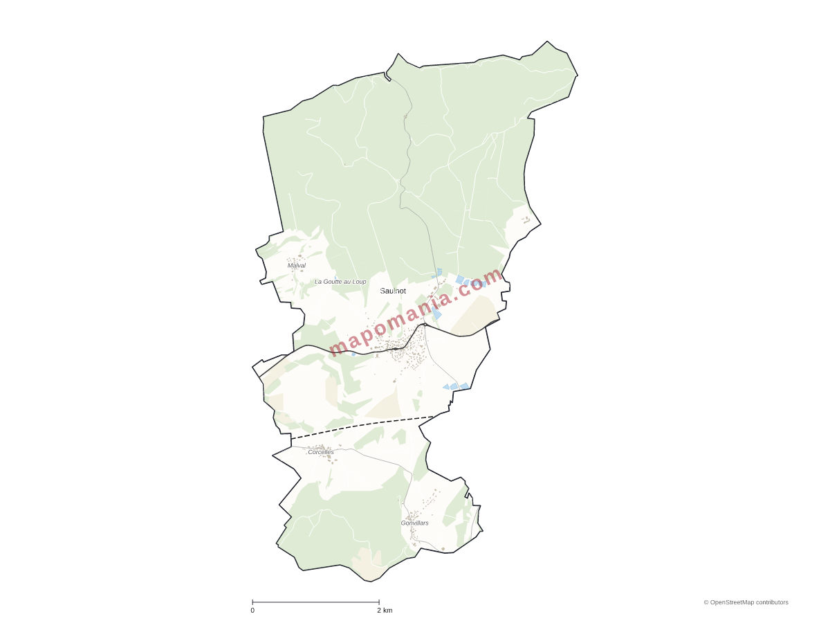 Carte de Saulnot à personnaliser