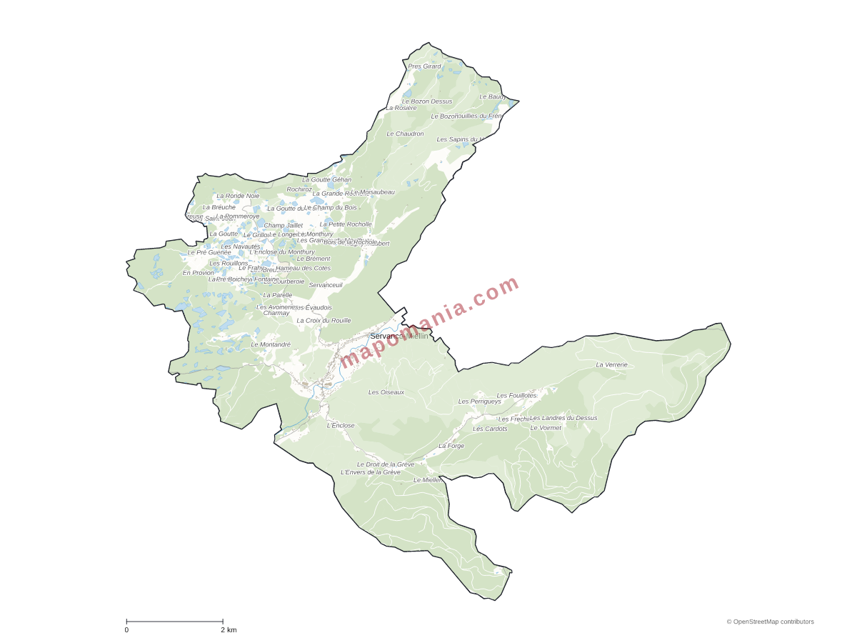 Carte de Servance-Miellin à personnaliser