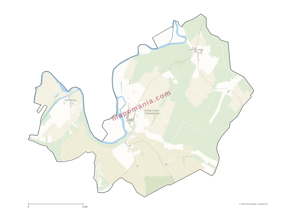 Carte de Soing-Cubry-Charentenay à personnaliser