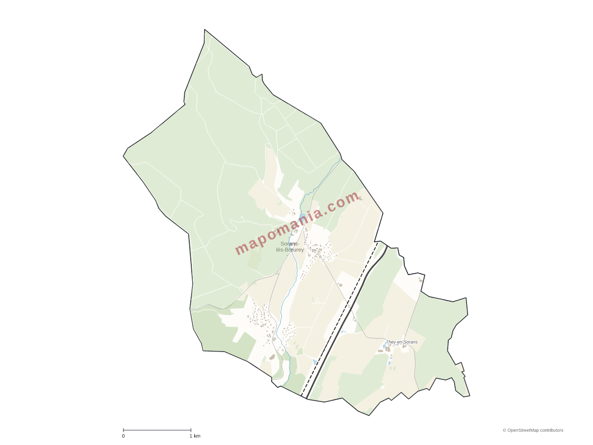 Carte de Sorans-lès-Breurey à personnaliser