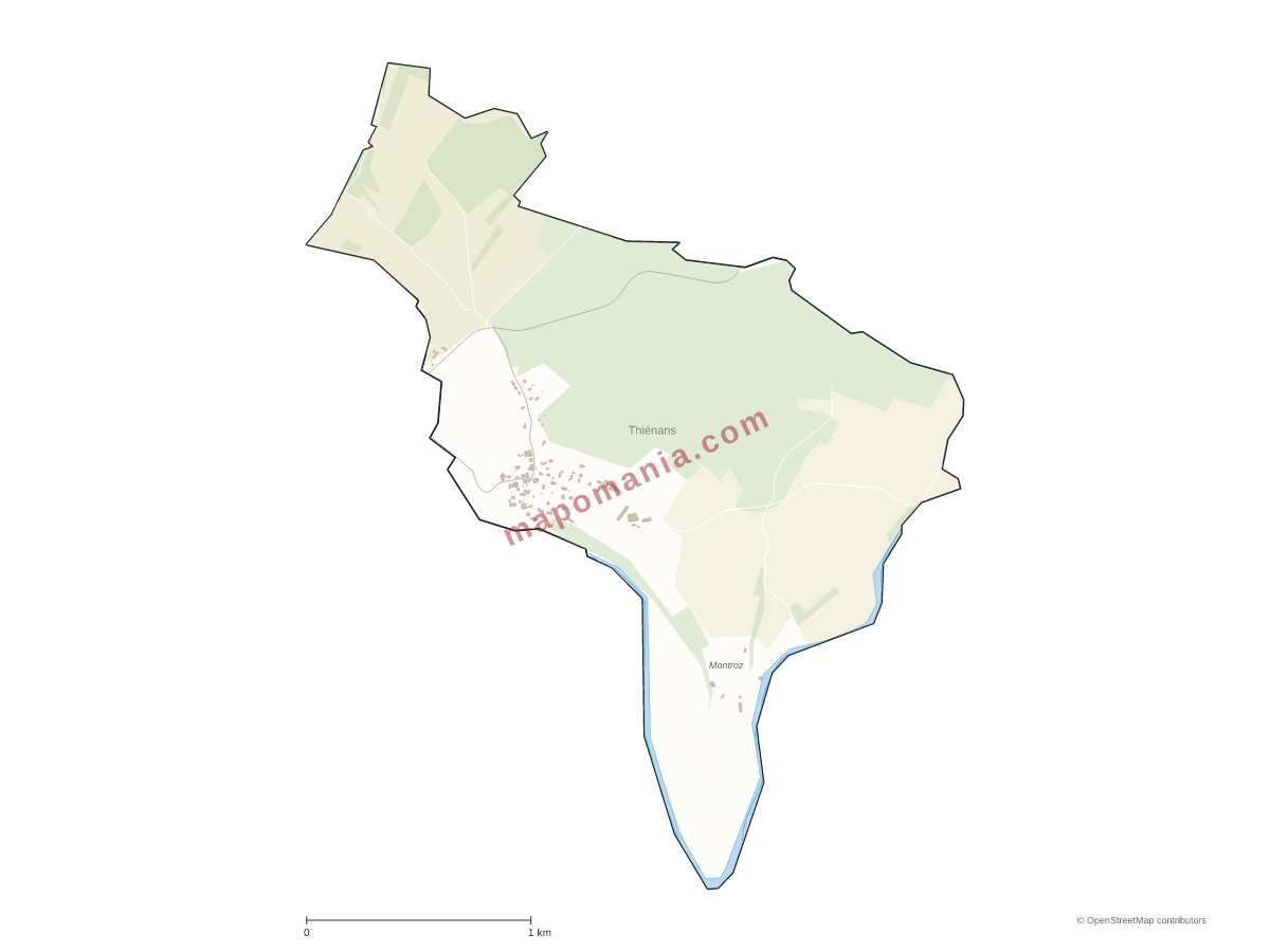 Carte de Thiénans à personnaliser