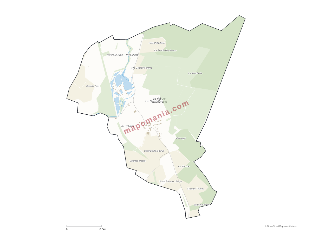 Carte de Le Val-de-Gouhenans à personnaliser