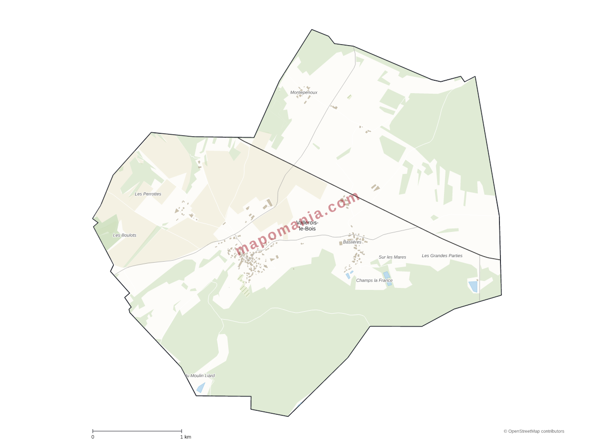 Carte de Vallerois-le-Bois à personnaliser