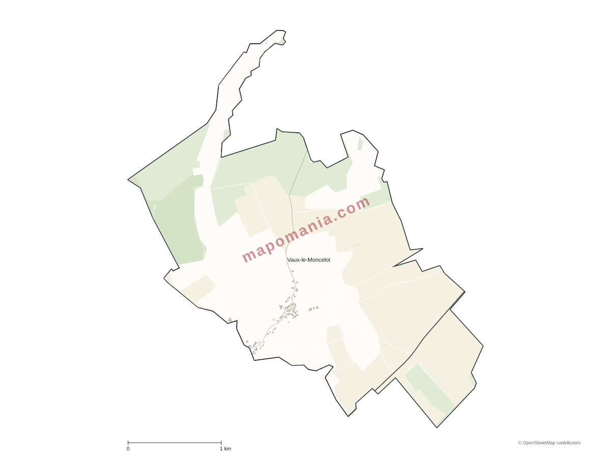 Carte de Vaux-le-Moncelot à personnaliser