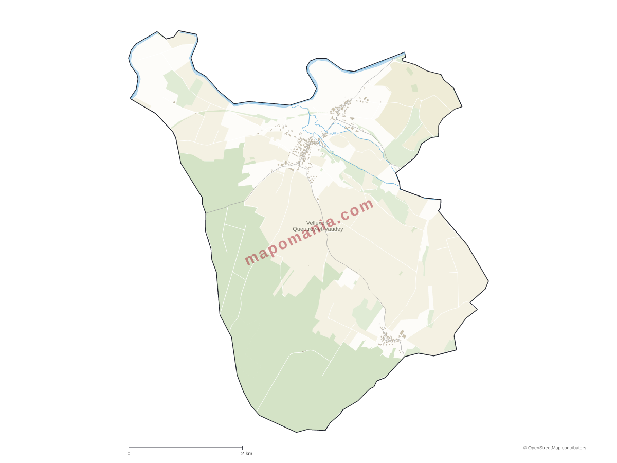 Carte de Vellexon-Queutrey-et-Vaudey à personnaliser