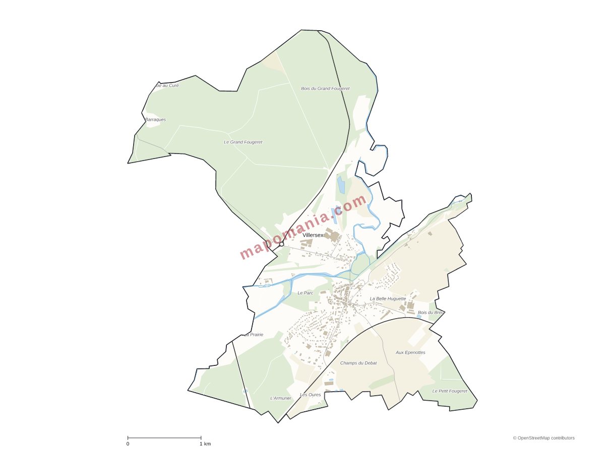 Carte de Villersexel à personnaliser