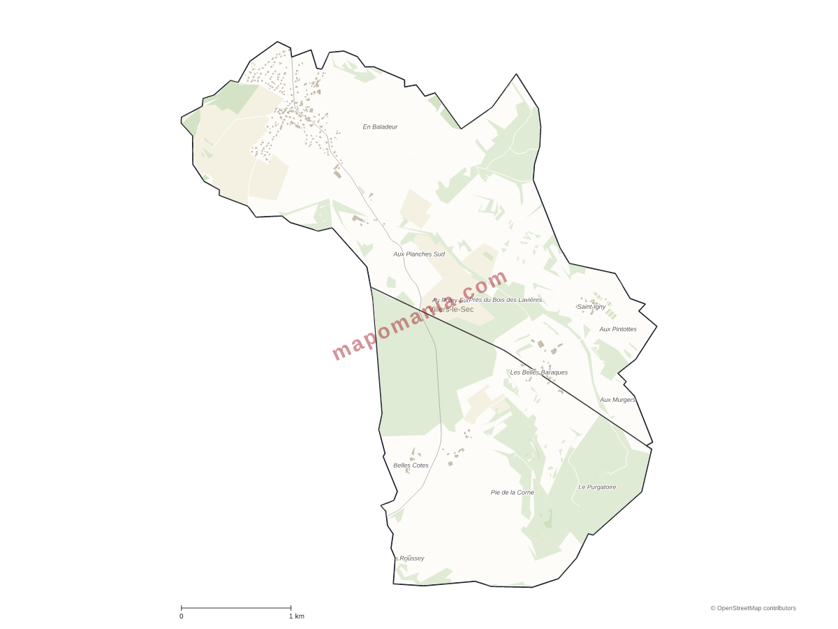 Carte de Villers-le-Sec à personnaliser