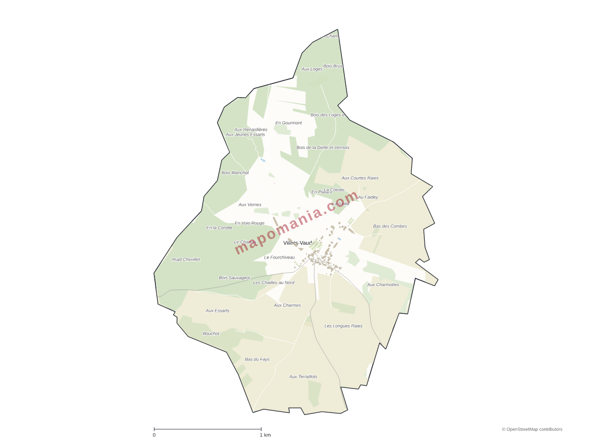 Carte de Villers-Vaudey à personnaliser