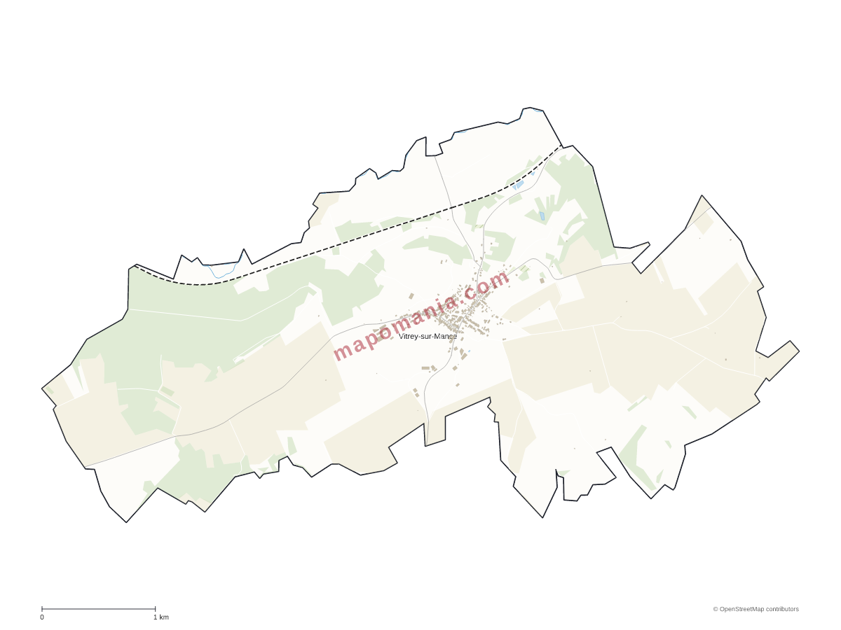 Carte de Vitrey-sur-Mance à personnaliser