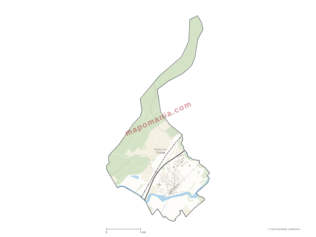 Carte de Voray-sur-l'Ognon à personnaliser