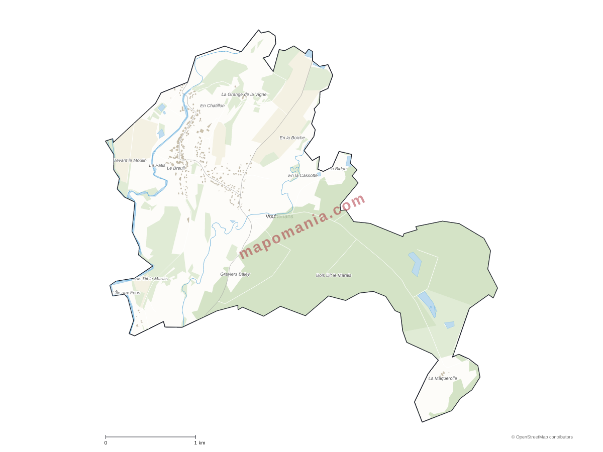 Carte de Vouhenans à personnaliser