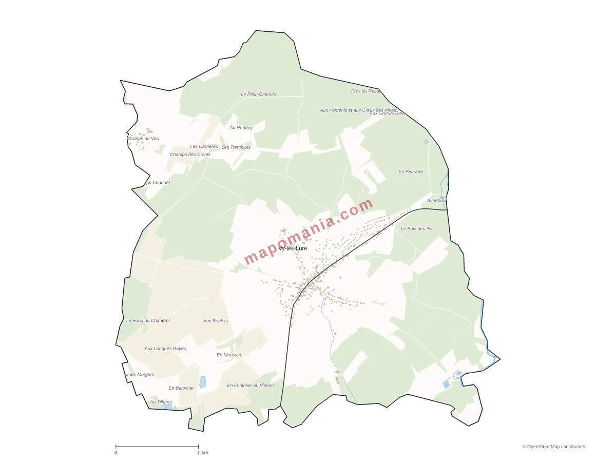 Carte de Vy-lès-Lure à personnaliser