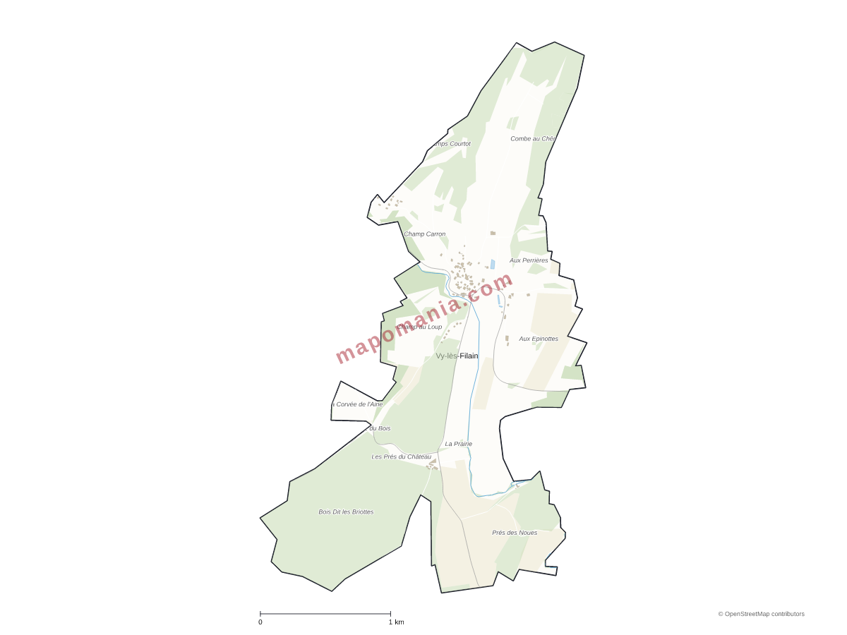 Carte de Vy-lès-Filain à personnaliser