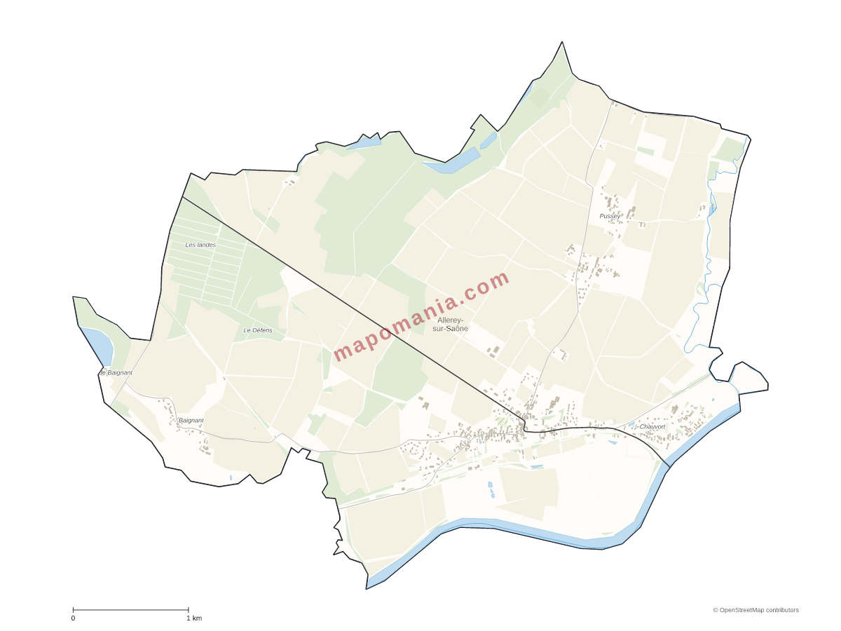 Carte de Allerey-sur-Saône à personnaliser