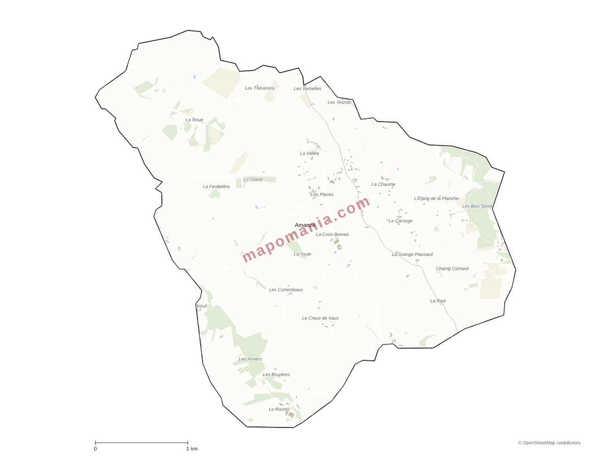 Carte de Amanzé à personnaliser