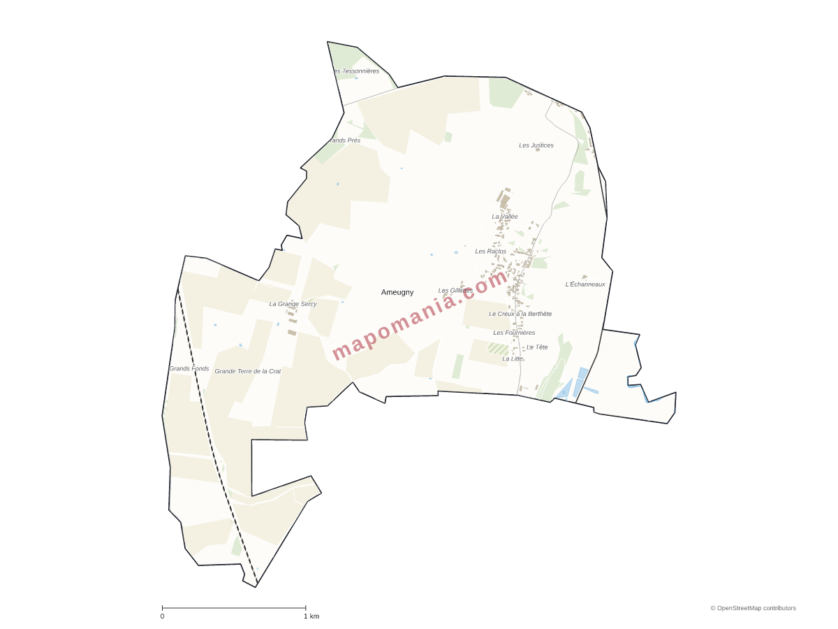 Carte de Ameugny à personnaliser