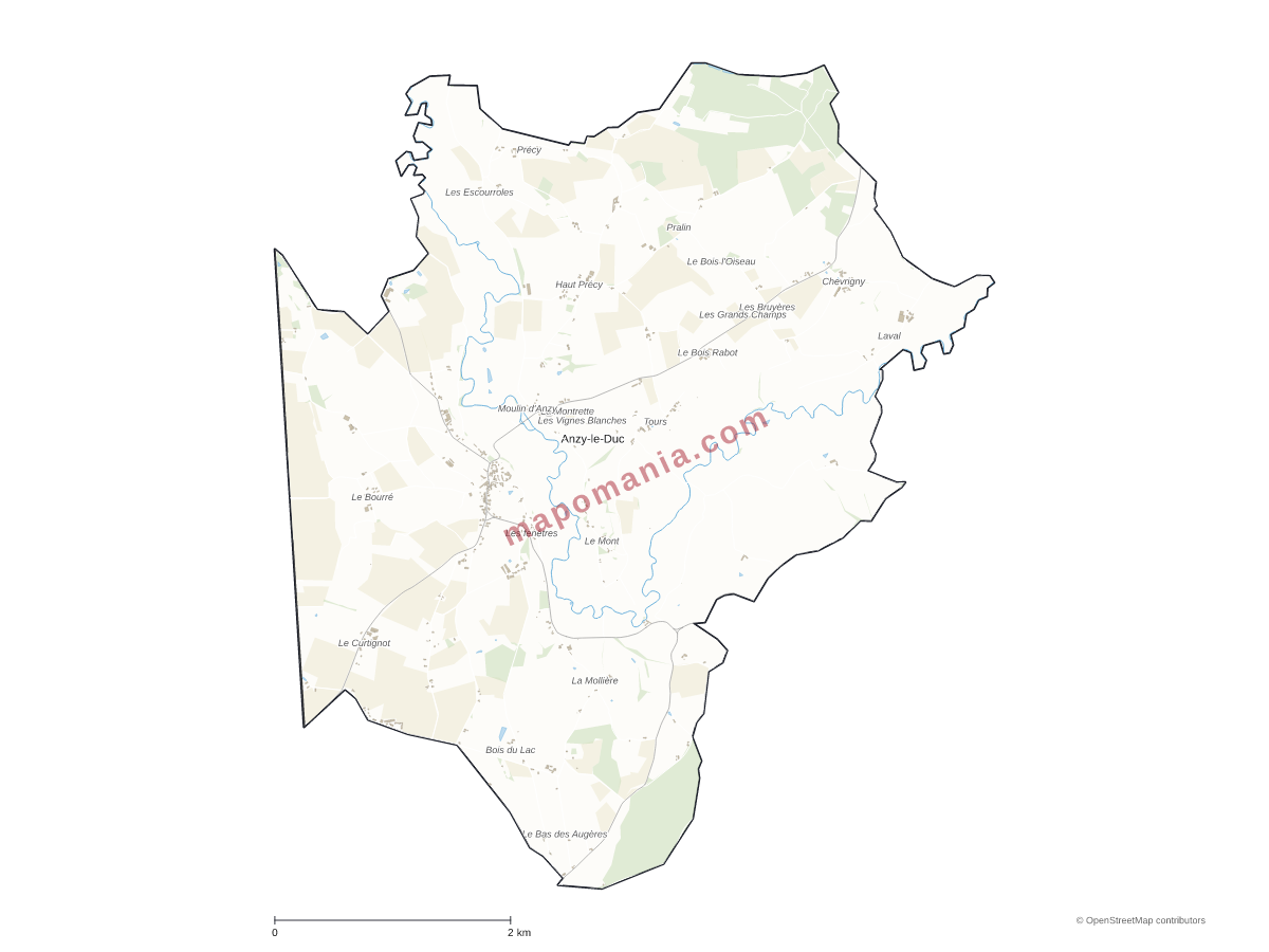Carte de Anzy-le-Duc à personnaliser