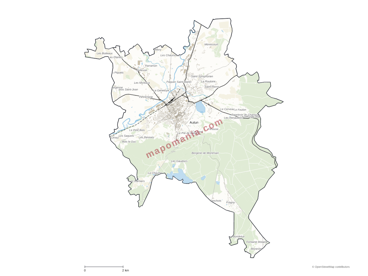 Carte de Autun à personnaliser
