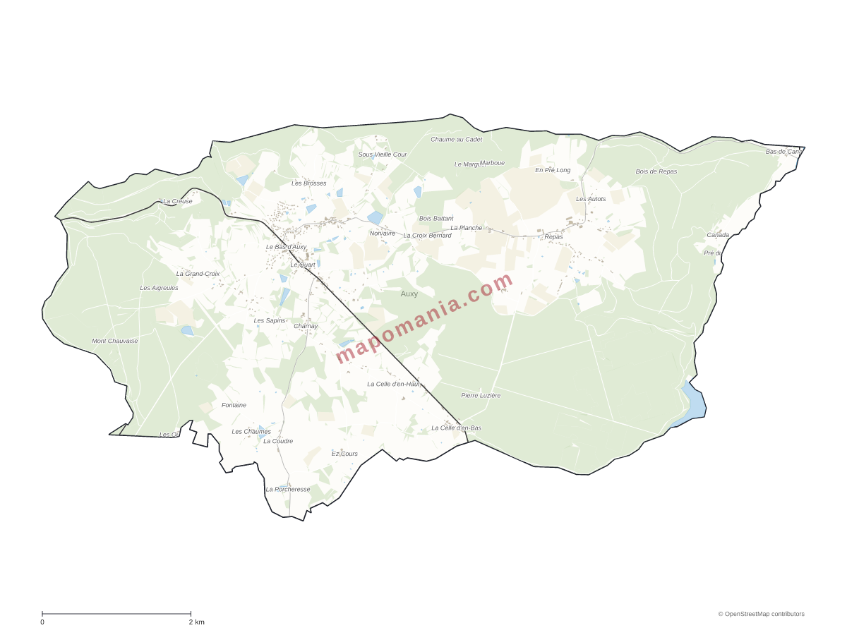 Carte de Auxy à personnaliser