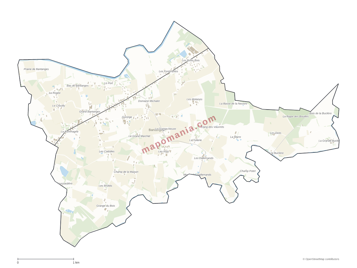 Carte de Bantanges à personnaliser