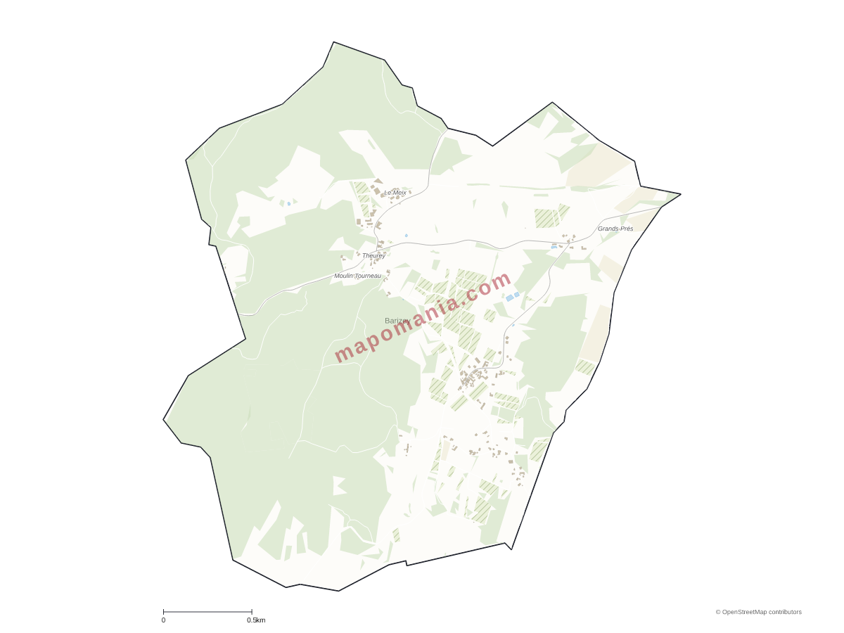 Carte de Barizey à personnaliser