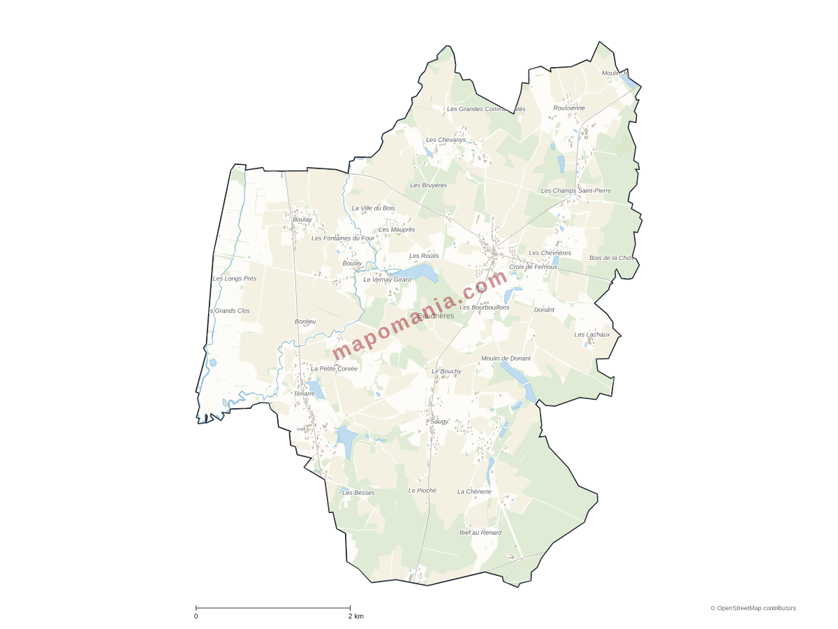 Carte de Baudrières à personnaliser