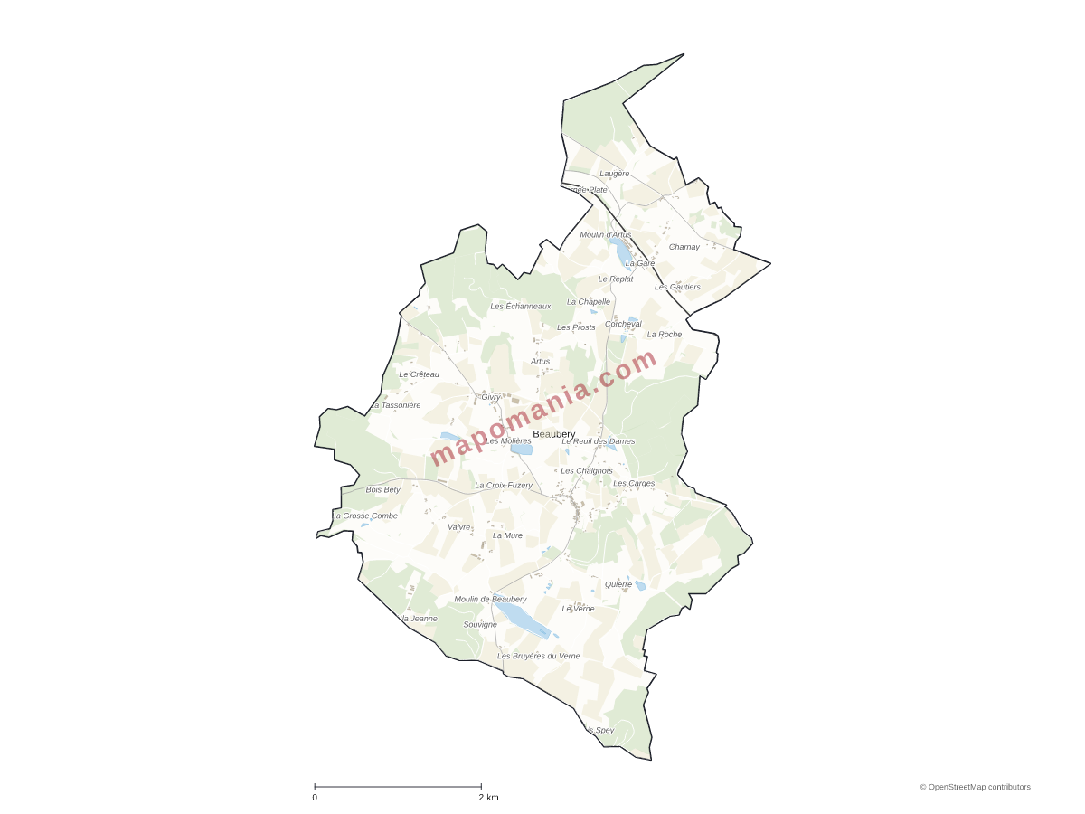 Carte de Beaubery à personnaliser