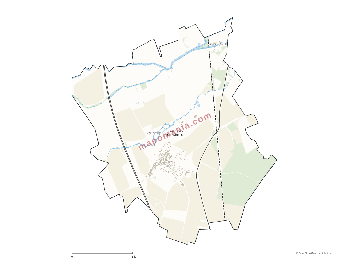 Carte de Beaumont-sur-Grosne à personnaliser