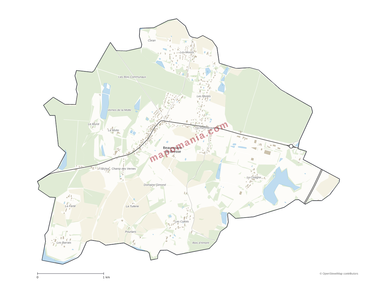 Carte de Beaurepaire-en-Bresse à personnaliser