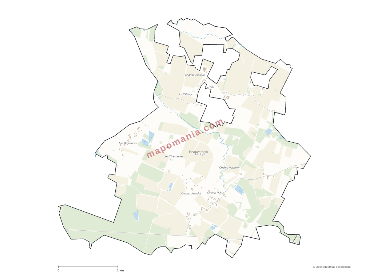 Carte de Beauvernois à personnaliser