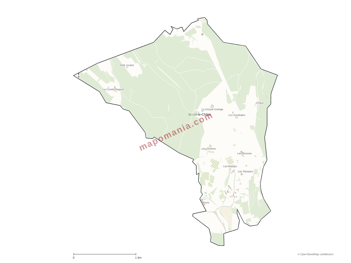 Carte de Berzé-le-Châtel à personnaliser