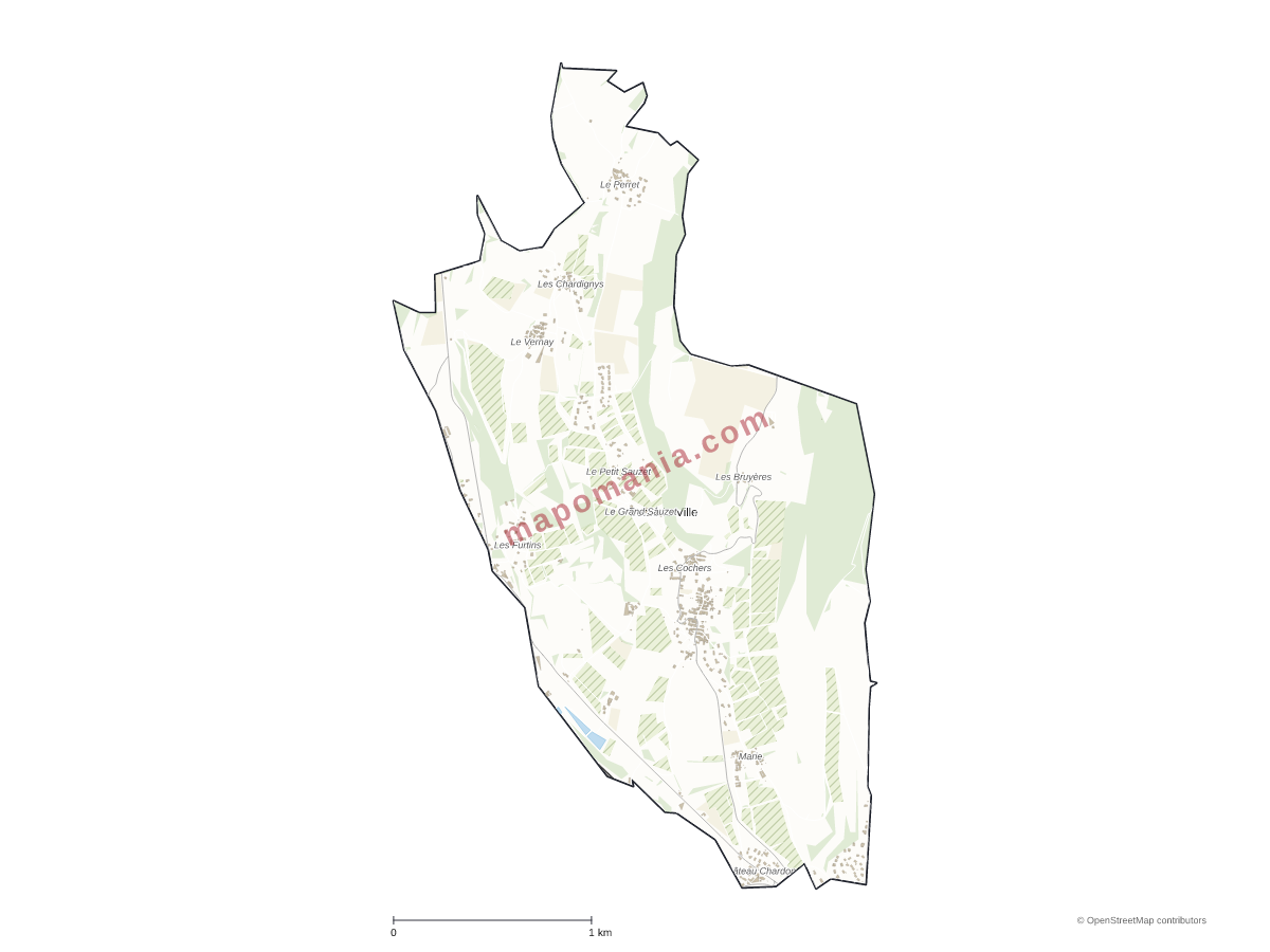 Carte de Berzé-la-Ville à personnaliser