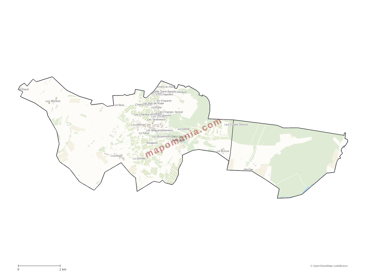 Carte de Bissey-sous-Cruchaud à personnaliser