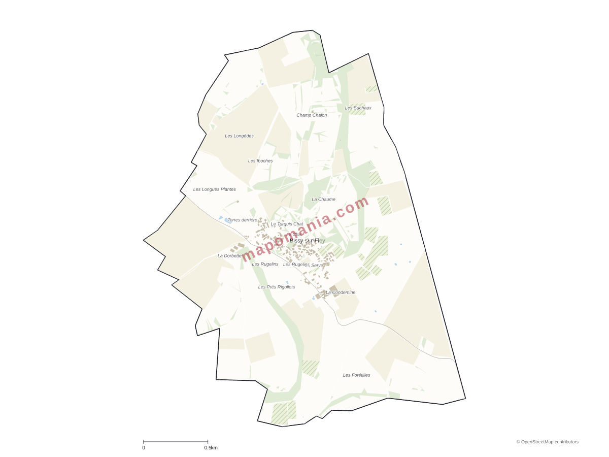 Carte de Bissy-sur-Fley à personnaliser
